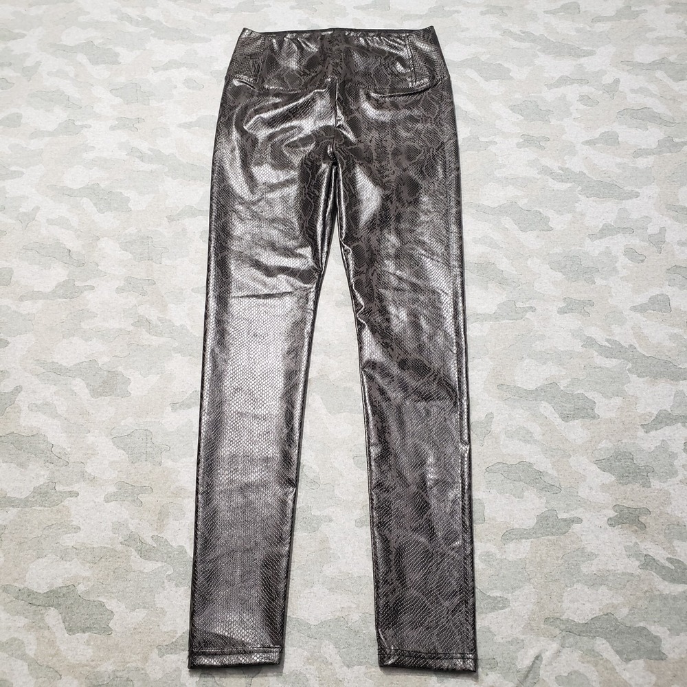 7 For All Mankind Pants Womens Small Gray Pull On Pleather Snake Print